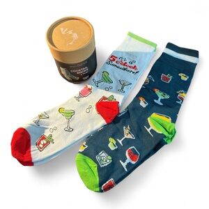 Laugh Track Cocktail Patterned Socks - Multicolor 2 pairs NIB